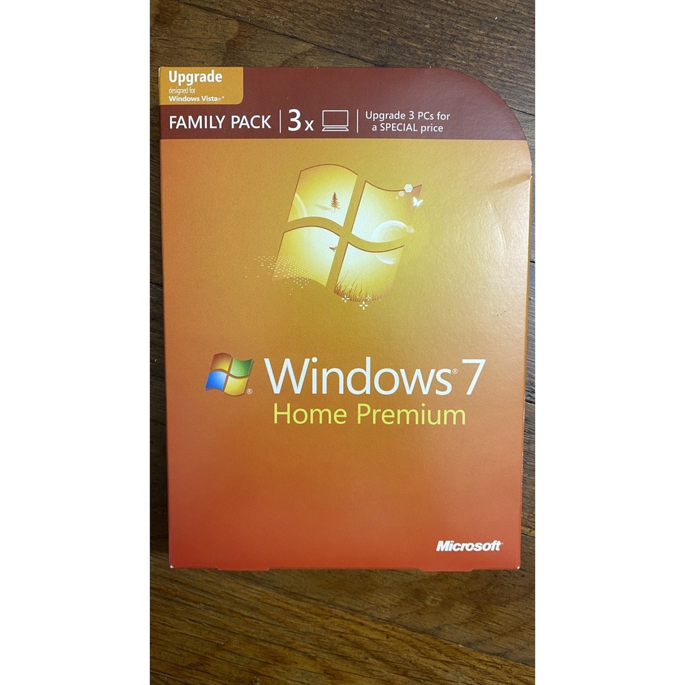 Microsoft Windows 7 Home Premium Upgrade  Family Pack 3 PCs For 32 & 64 Bit